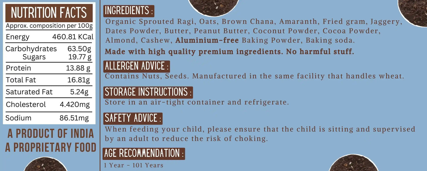 Ragi Millet Cookies | Oats Chocolate | Healthy Gluten-Free Jaggery Cookies (300g)