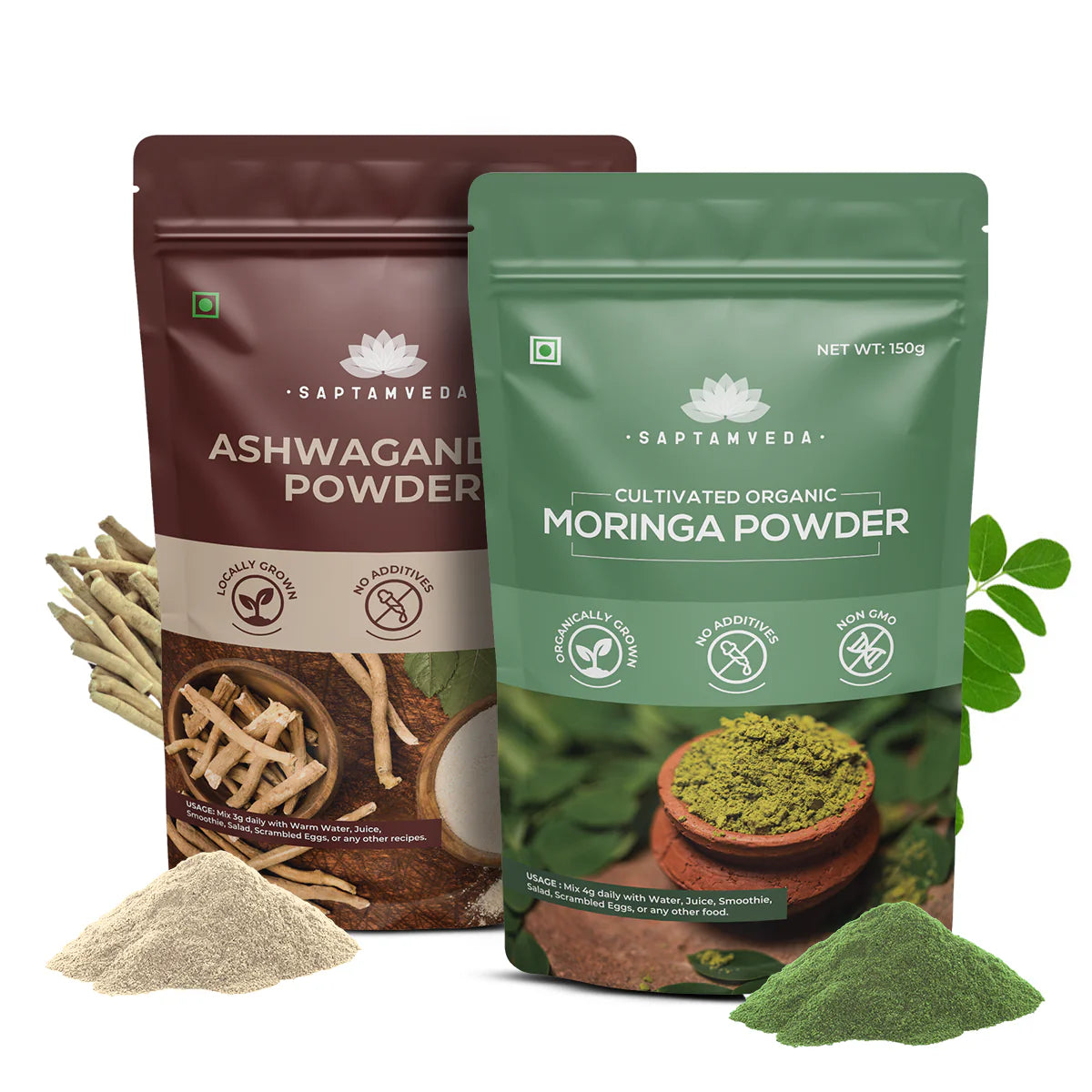 Ashwagandha Herbal Powder & Organic Moringa Powder | 250g + 150g