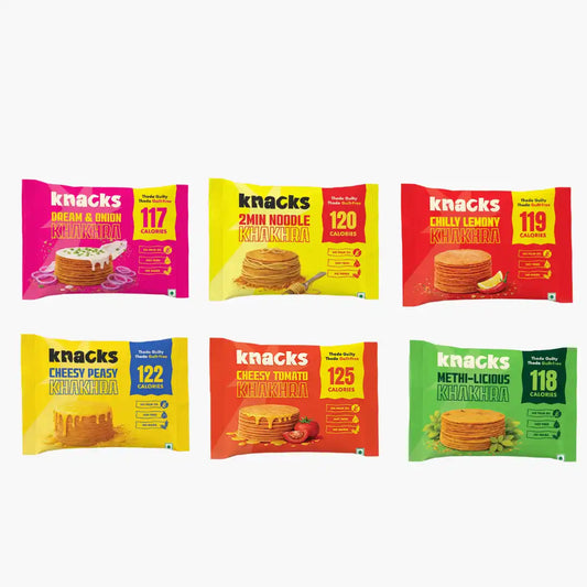The Full Knacks Khakhra Pack | 6 Flavours | No Palm Oil | Not Fried | No Maida | Variety Snack Gift Pack