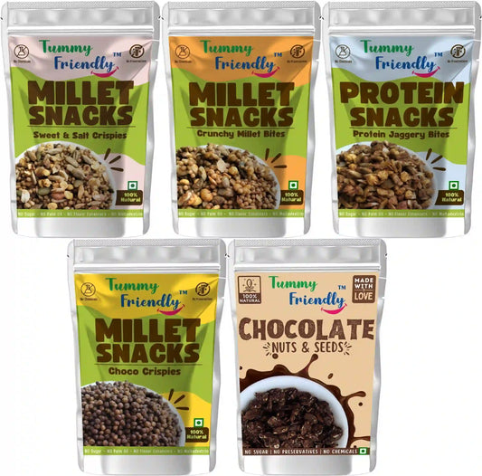Millet Puffcorn Crunchy Bites for Kids & Adults | Assorted Pack of 5