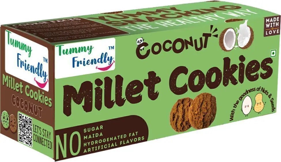 Coconut Ragi Millet Cookies | Healthy Biscuits for Kids & Adults (75 g)