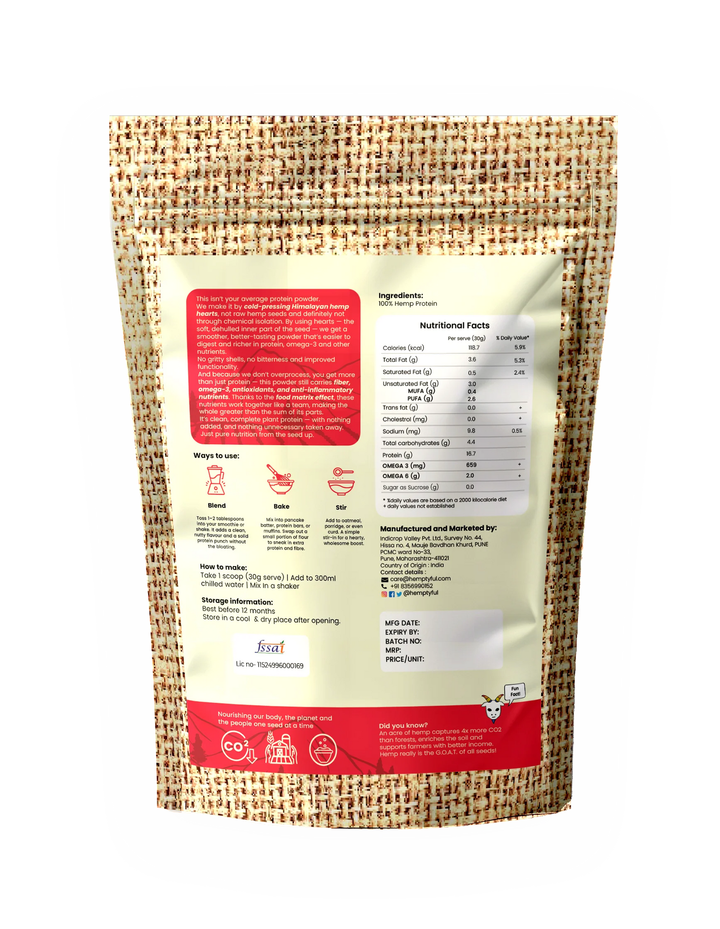 Pure 55% Hemp Protein Powder