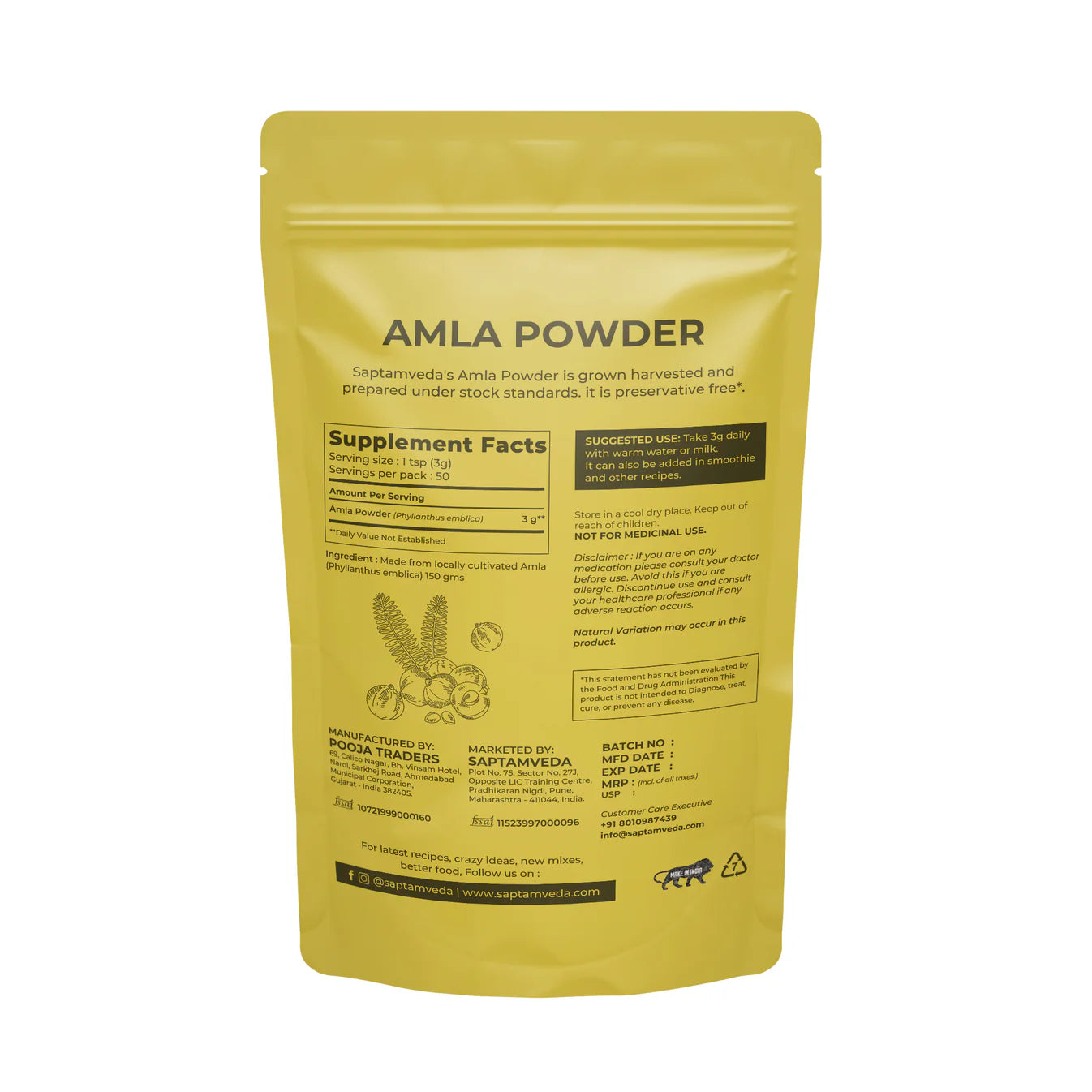 Organic Amla Powder | Immunity Booster | Skin & Hair Rejuvenator