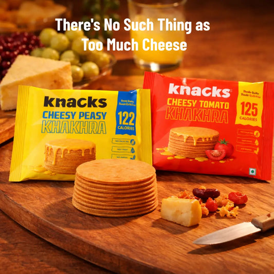 All Things Cheese Khakhra Pack | Cheesy Peasy + Cheesy Tomato | No Palm Oil | Not Fried | No Maida