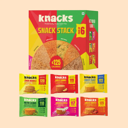 The Full Knacks Khakhra Pack | 6 Flavours | No Palm Oil | Not Fried | No Maida | Variety Snack Gift Pack