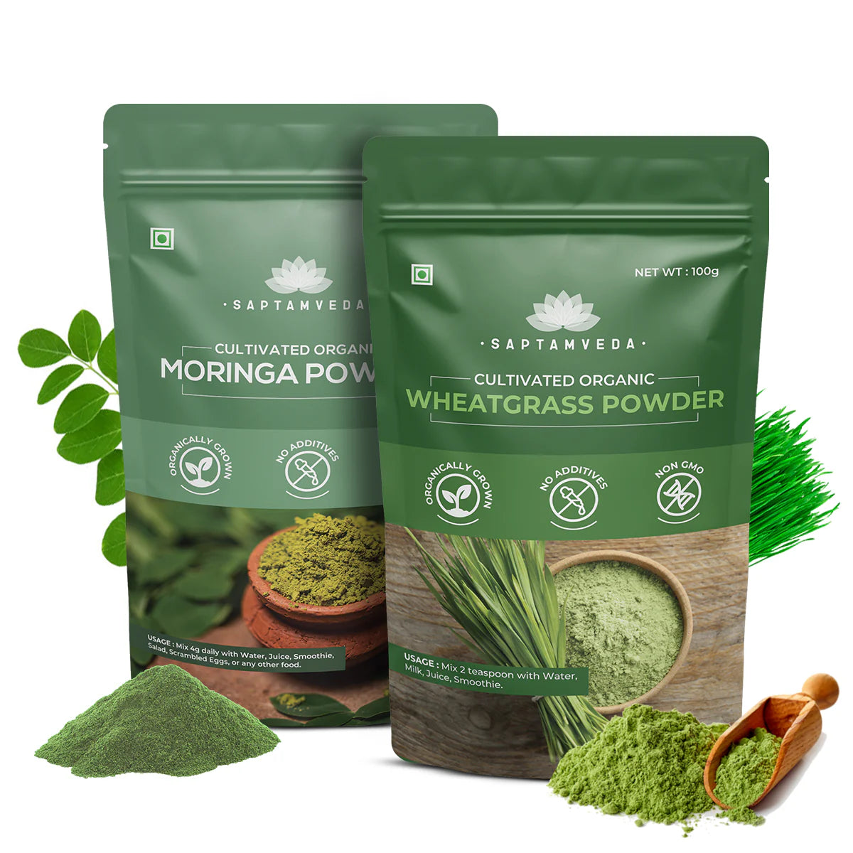 Organic Moringa & Wheatgrass Powder | Energy, Immunity Superfoods